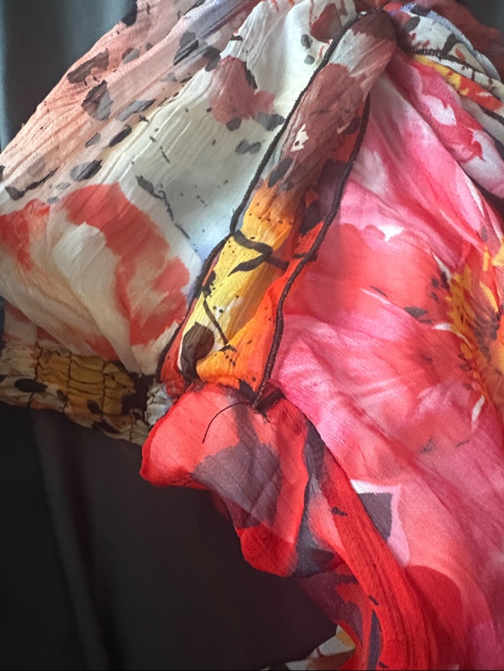 Xhilaration Strapless Maxi Dress in Red, Orange, Yellow Floral Print - Picture 5 of 5